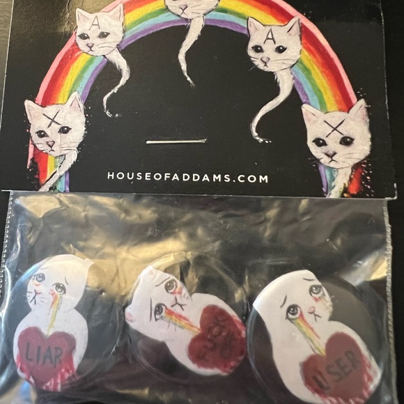 *Rare* House of Addams Sad Animals Three Button Pack - Picture 1 of 2